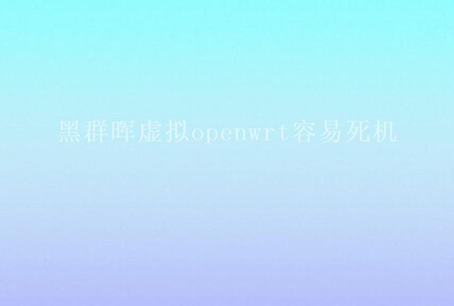 黑群晖虚拟openwrt容易死机2