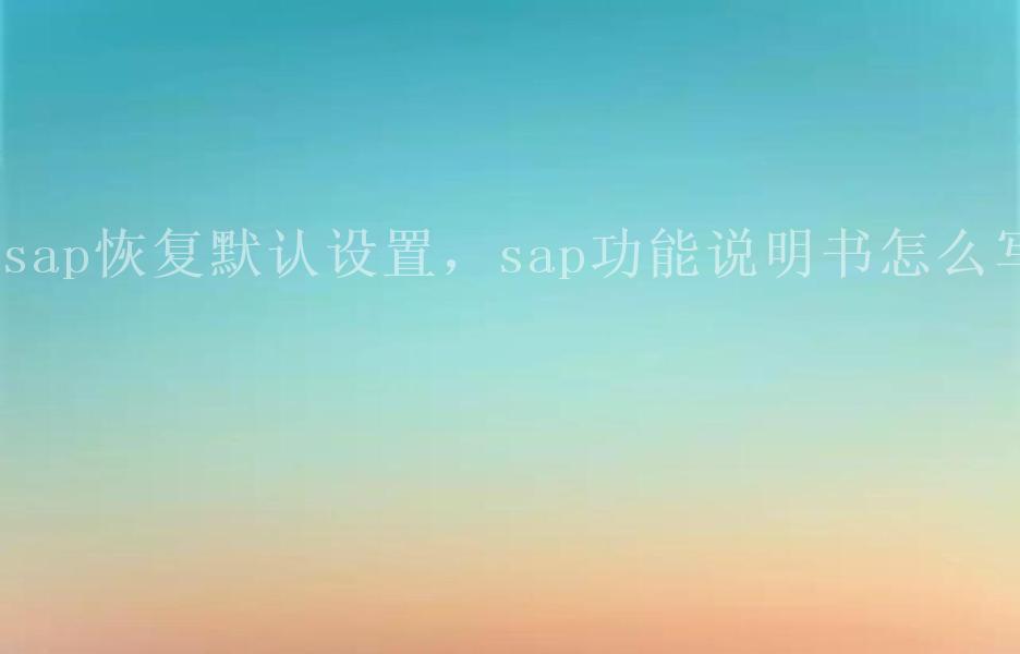 sap恢复默认设置，sap功能说明书怎么写1