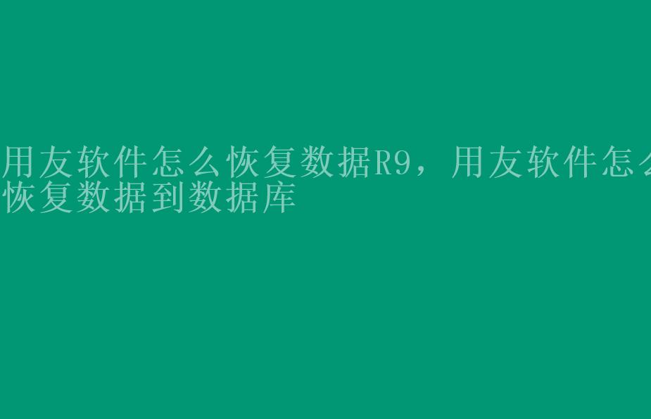 用友软件怎么恢复数据R9，用友软件怎么恢复数据到数据库2