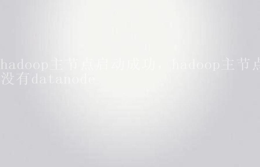 hadoop主节点启动成功，hadoop主节点没有datanode1