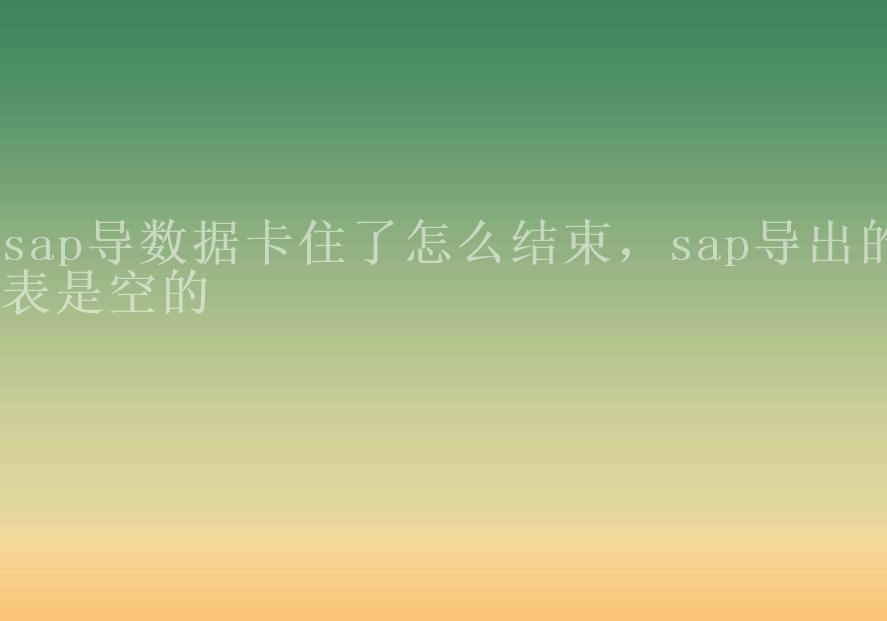 sap导数据卡住了怎么结束，sap导出的表是空的2