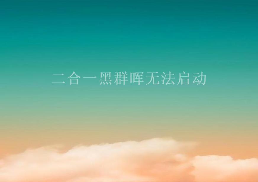 二合一黑群晖无法启动1