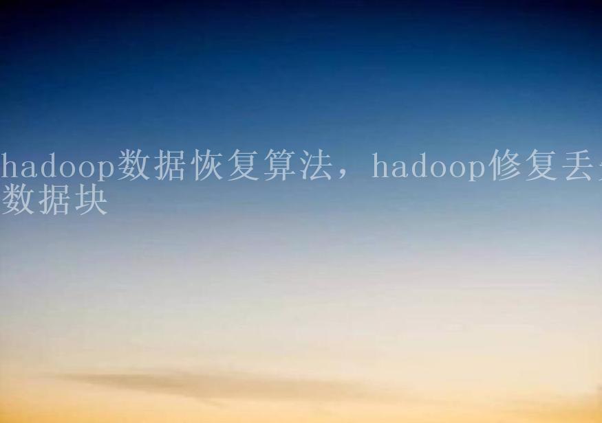 hadoop数据恢复算法，hadoop修复丢失数据块1