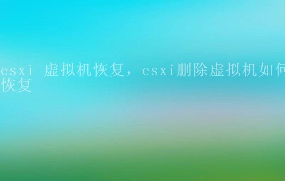 esxi 虚拟机恢复，esxi删除虚拟机如何恢复2