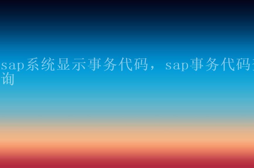 sap系统显示事务代码，sap事务代码查询2