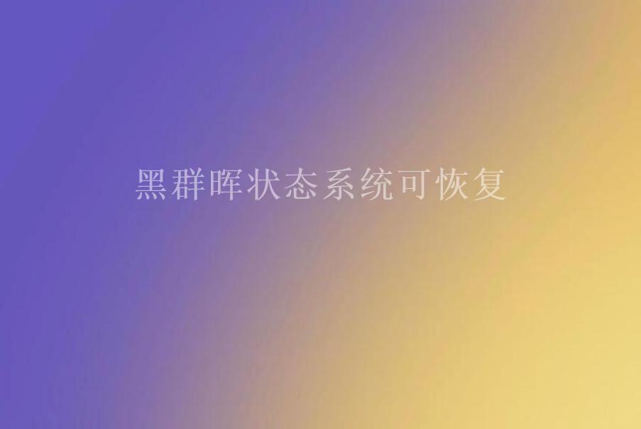 黑群晖状态系统可恢复2