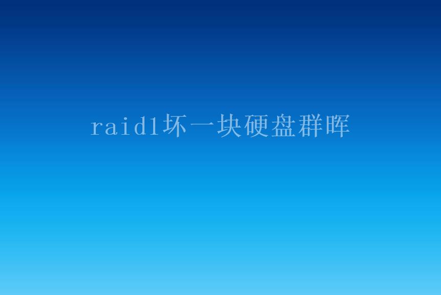 raid1坏一块硬盘群晖2