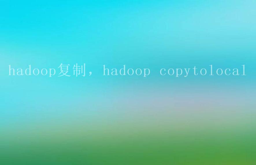 hadoop复制，hadoop copytolocal2