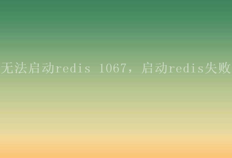 无法启动redis 1067，启动redis失败2