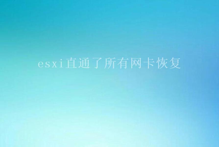 esxi直通了所有网卡恢复2