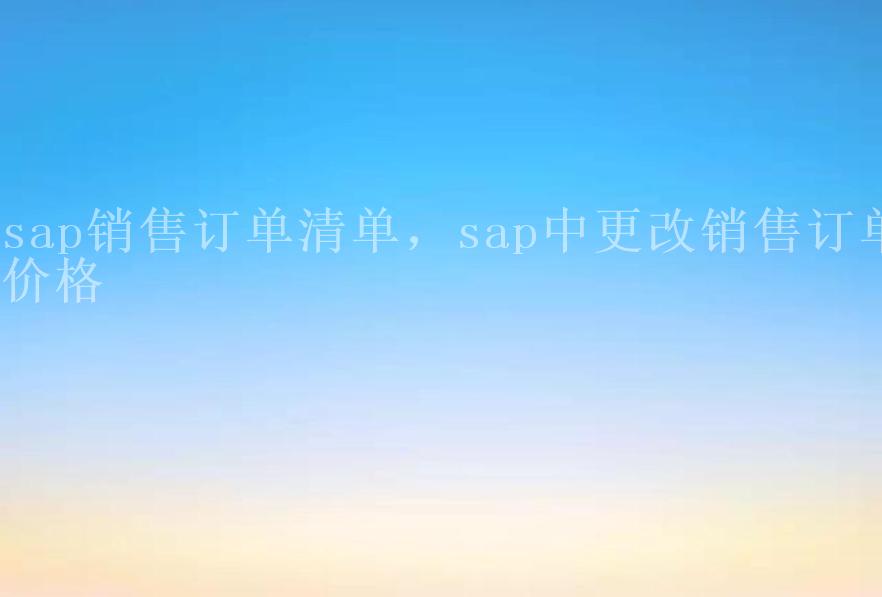 sap销售订单清单，sap中更改销售订单价格1