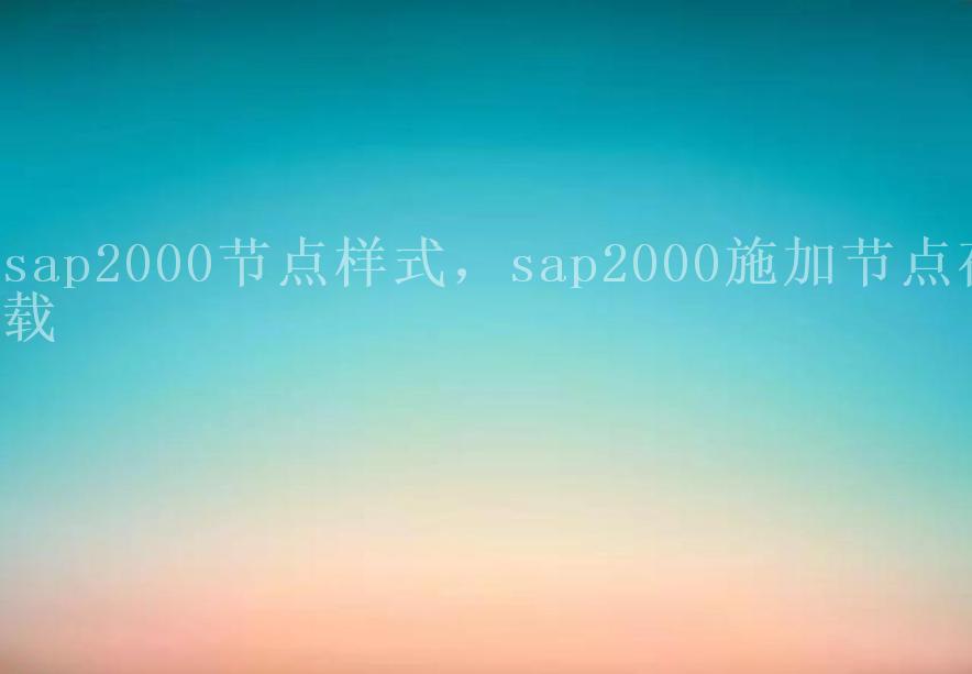 sap2000节点样式，sap2000施加节点荷载2