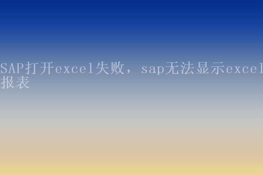 SAP打开excel失败，sap无法显示excel报表2