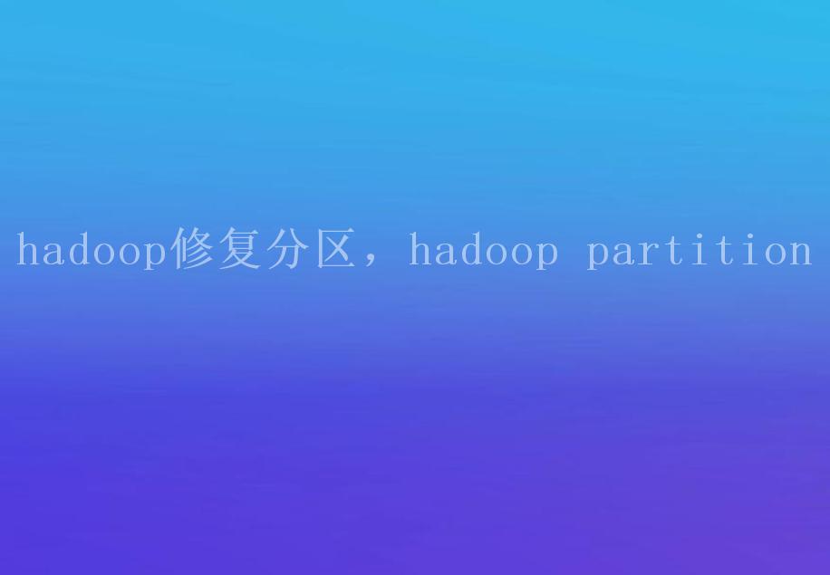 hadoop修复分区，hadoop partition2