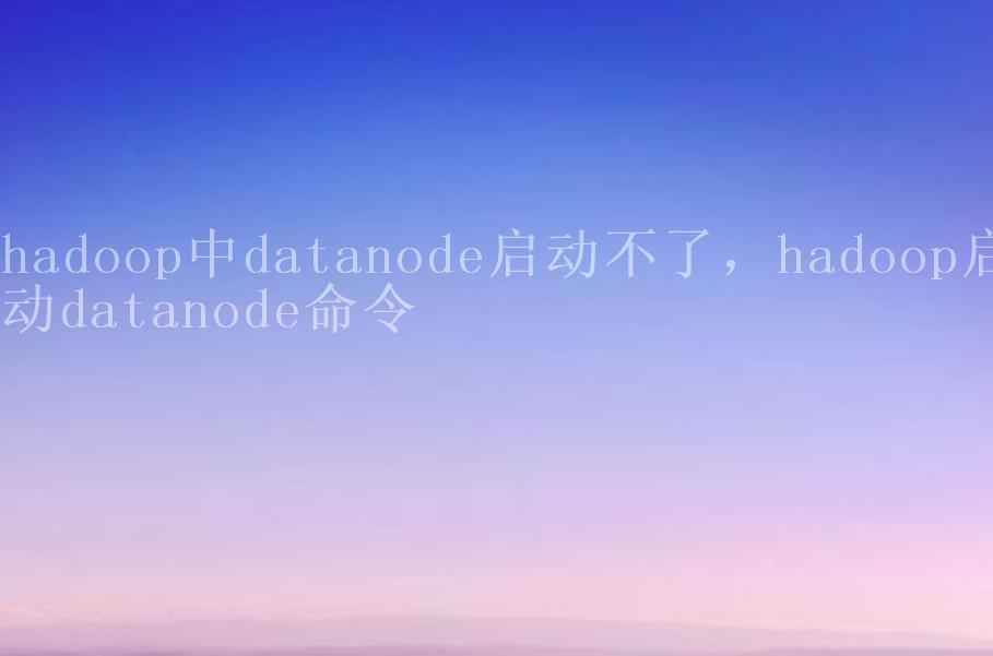 hadoop中datanode启动不了，hadoop启动datanode命令2