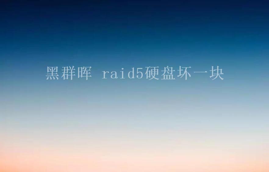 黑群晖 raid5硬盘坏一块2