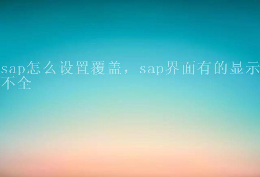 sap怎么设置覆盖，sap界面有的显示不全1