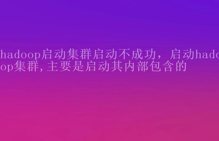 hadoop启动集群启动不成功，启动hadoop集群,主要是启动其内部包含的1