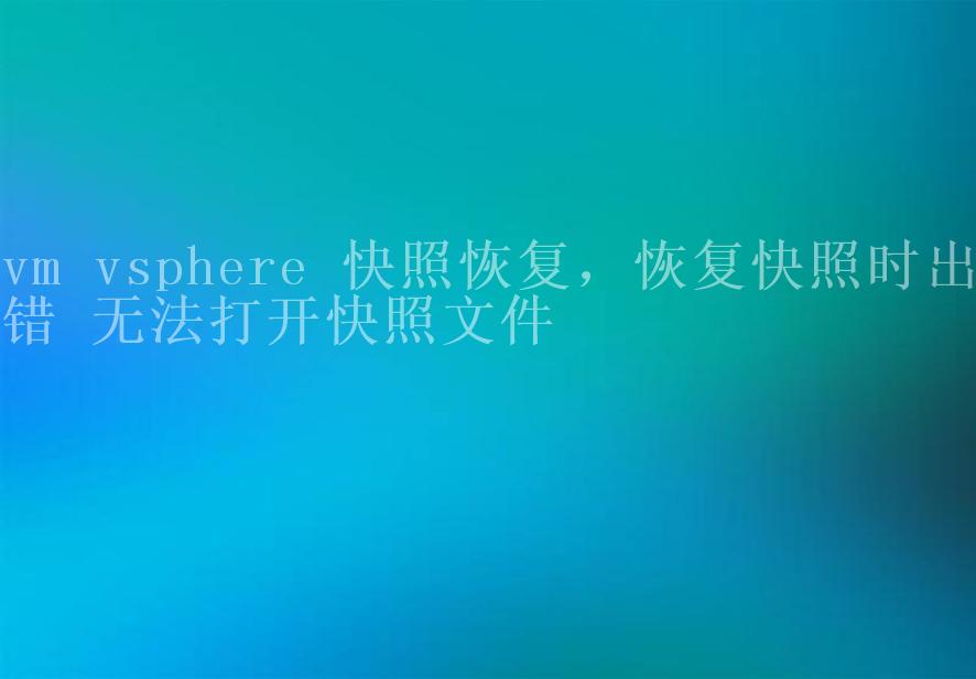 vm vsphere 快照恢复，恢复快照时出错 无法打开快照文件1