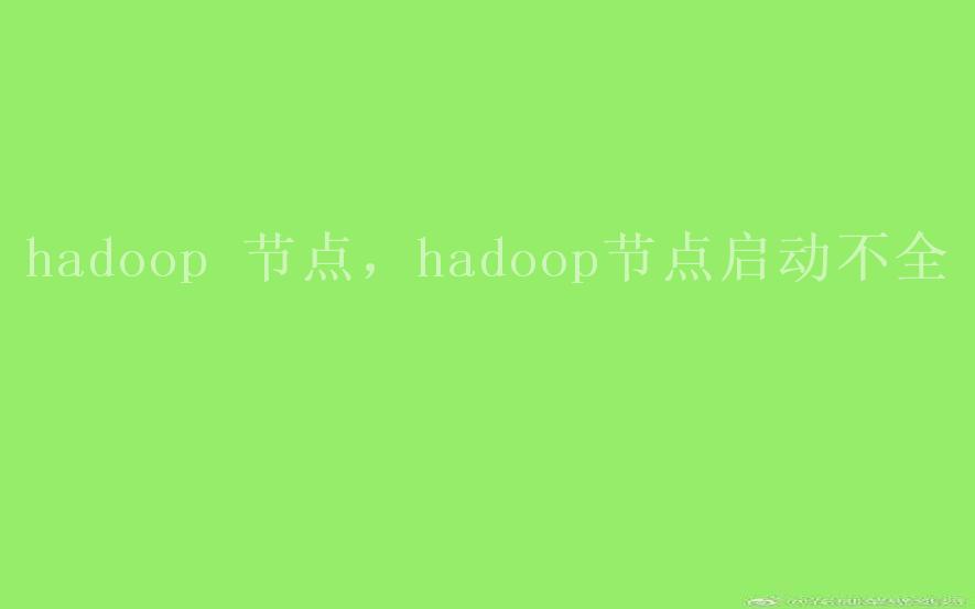 hadoop 节点，hadoop节点启动不全1