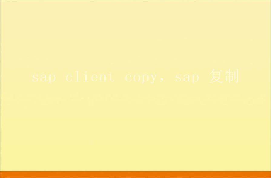 sap client copy，sap 复制2