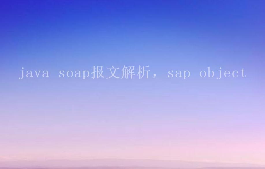 java soap报文解析，sap object1