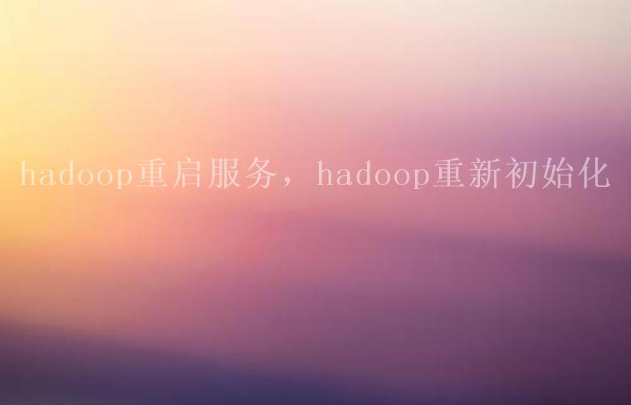 hadoop重启服务，hadoop重新初始化1