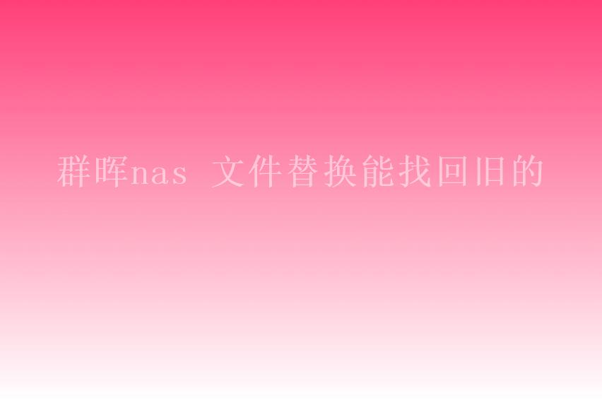 群晖nas 文件替换能找回旧的1