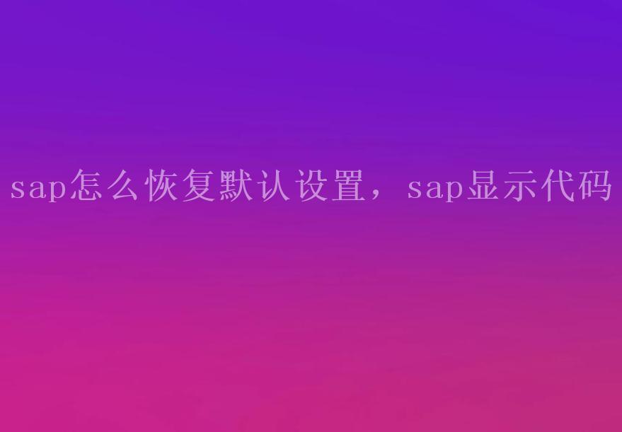 sap怎么恢复默认设置，sap显示代码1