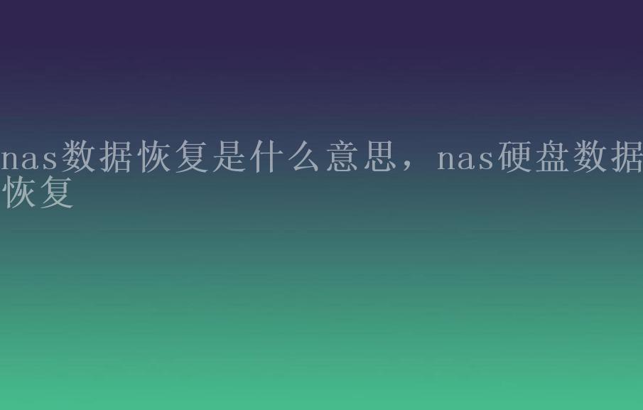 nas数据恢复是什么意思，nas硬盘数据恢复1