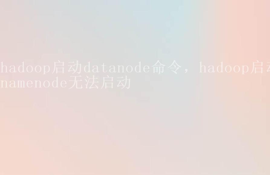 hadoop启动datanode命令，hadoop启动namenode无法启动1