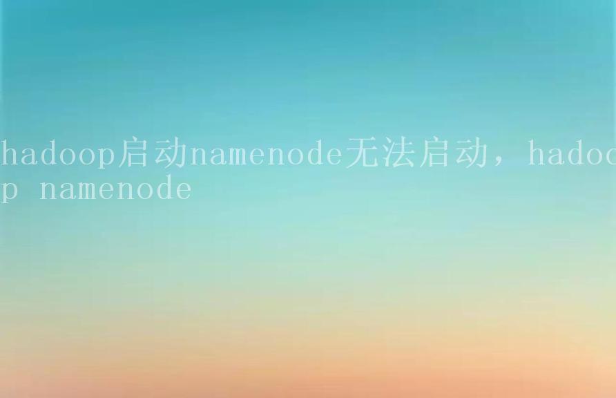 hadoop启动namenode无法启动，hadoop namenode2