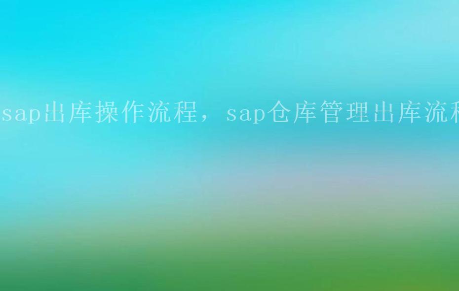 sap出库操作流程，sap仓库管理出库流程1