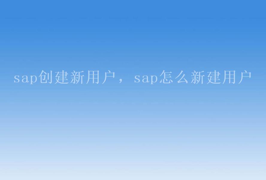 sap创建新用户，sap怎么新建用户2