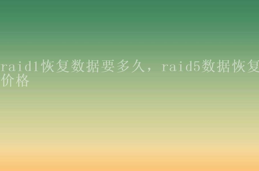 raid1恢复数据要多久，raid5数据恢复价格1