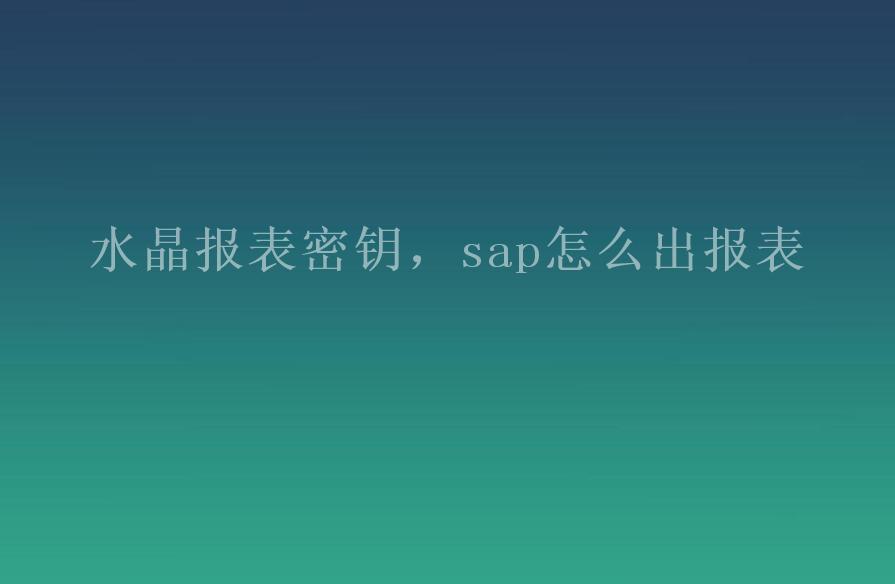 水晶报表密钥，sap怎么出报表2