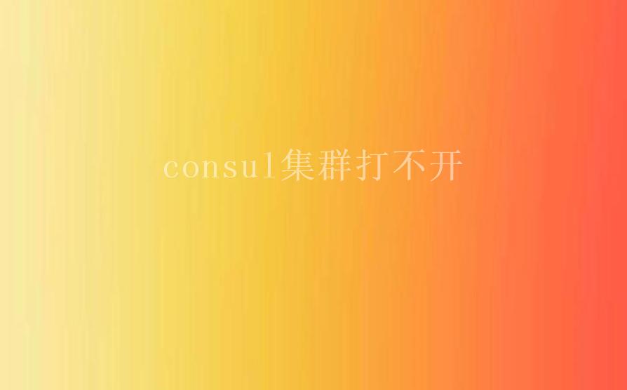 consul集群打不开2