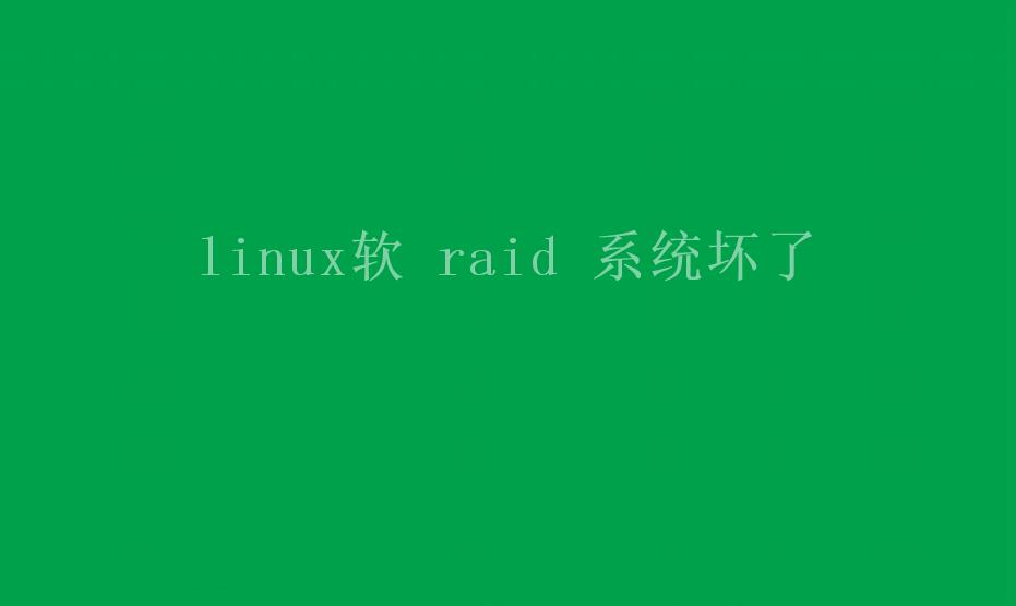 linux软 raid 系统坏了1