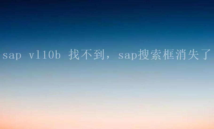 sap vl10b 找不到，sap搜索框消失了2