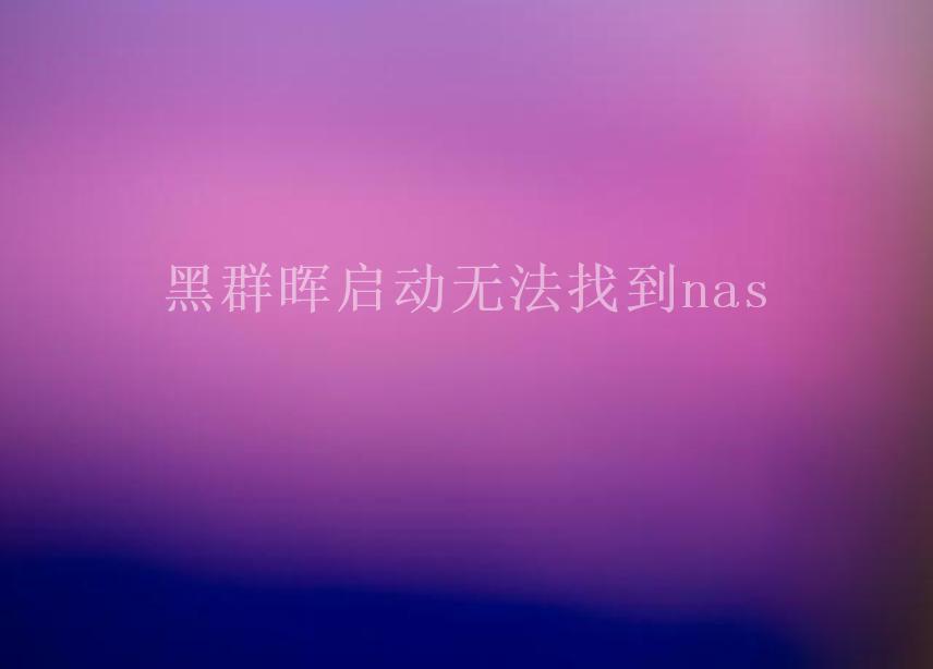 黑群晖启动无法找到nas2