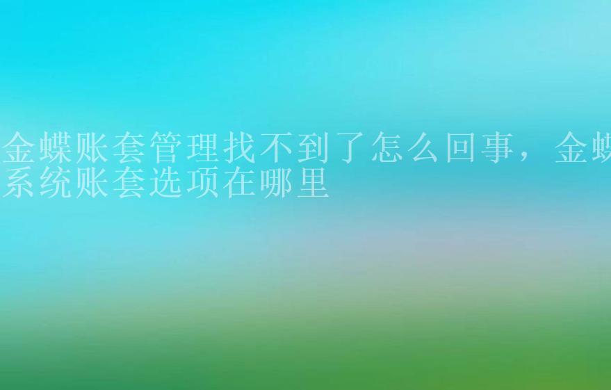 金蝶账套管理找不到了怎么回事，金蝶系统账套选项在哪里2