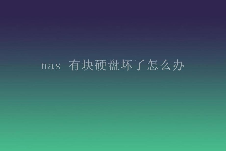 nas 有块硬盘坏了怎么办2