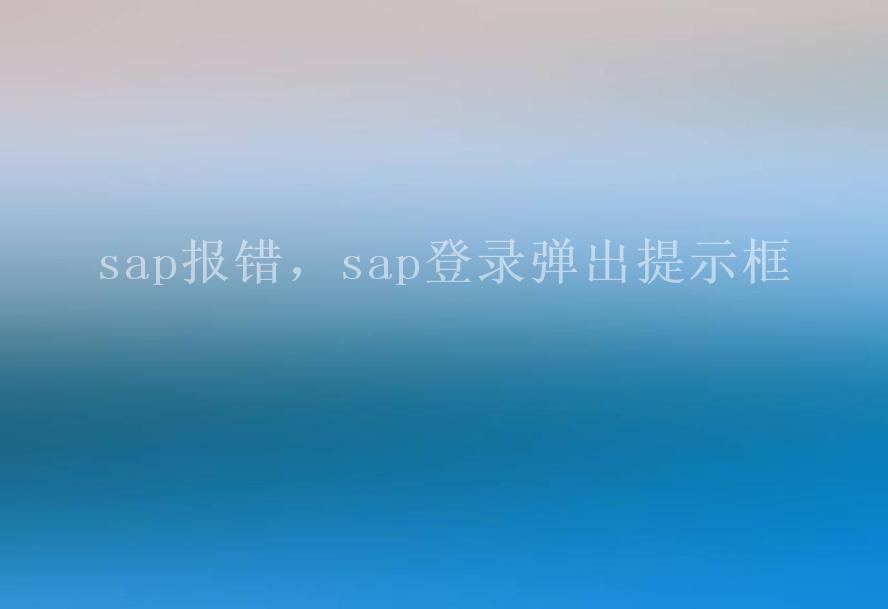 sap报错，sap登录弹出提示框1