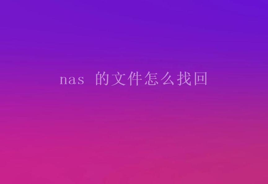 nas 的文件怎么找回2