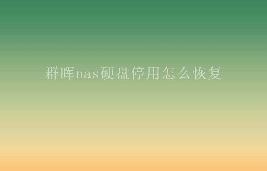 群晖nas硬盘停用怎么恢复2