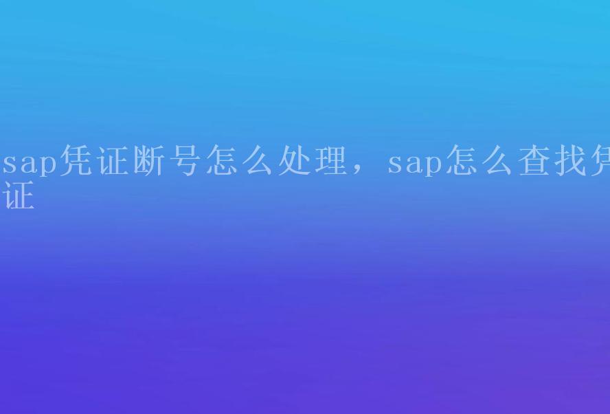 sap凭证断号怎么处理，sap怎么查找凭证1