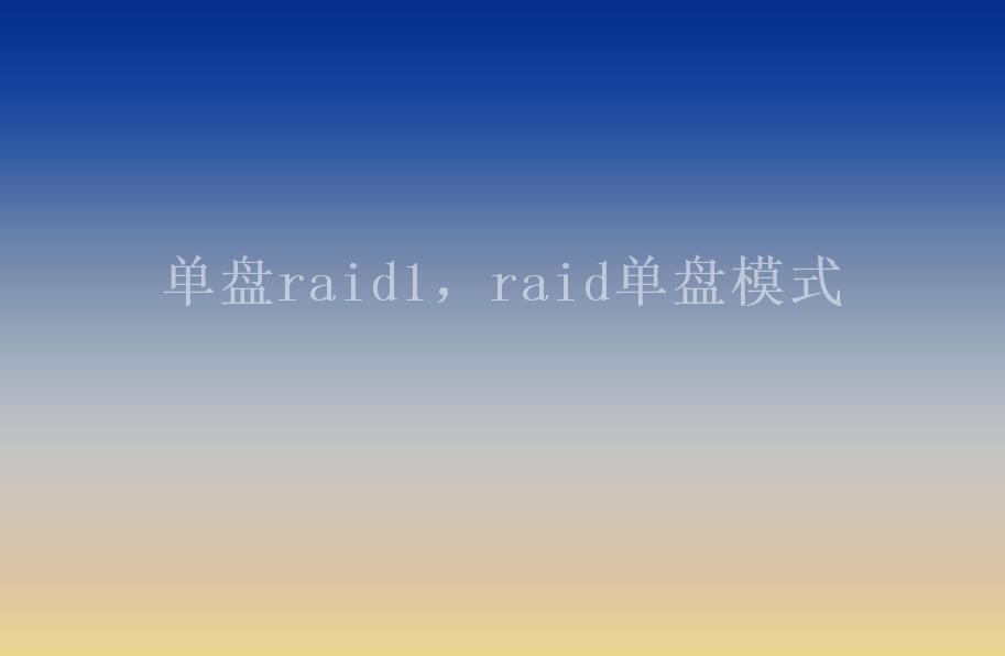 单盘raid1，raid单盘模式1