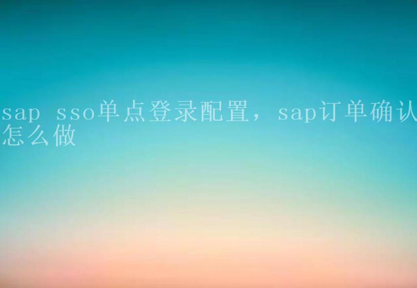 sap sso单点登录配置，sap订单确认怎么做1