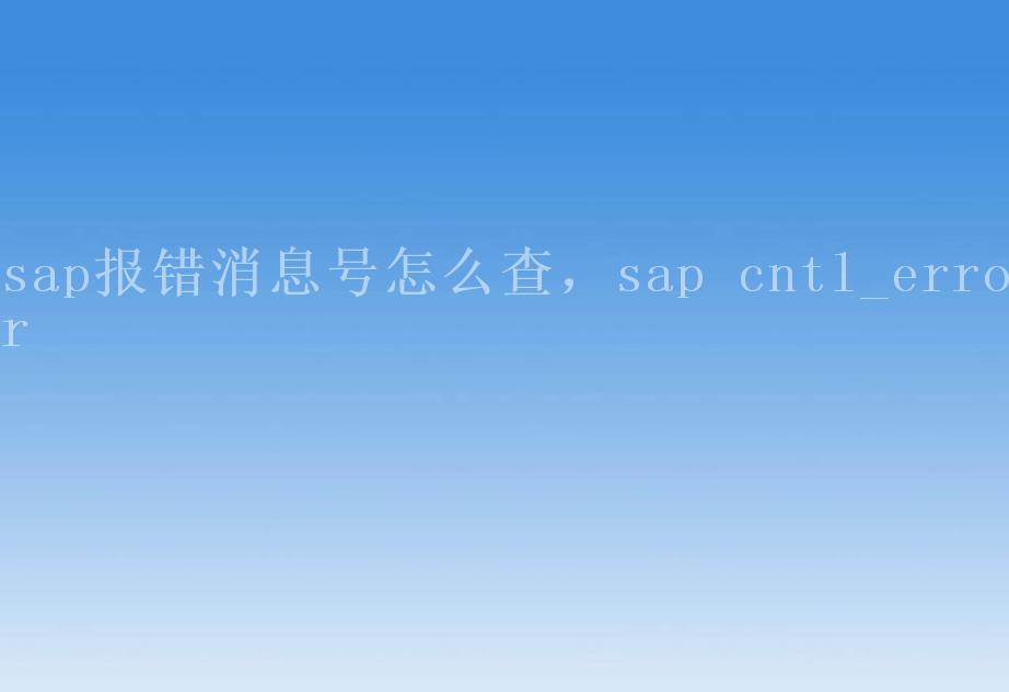 sap报错消息号怎么查，sap cntl_error2