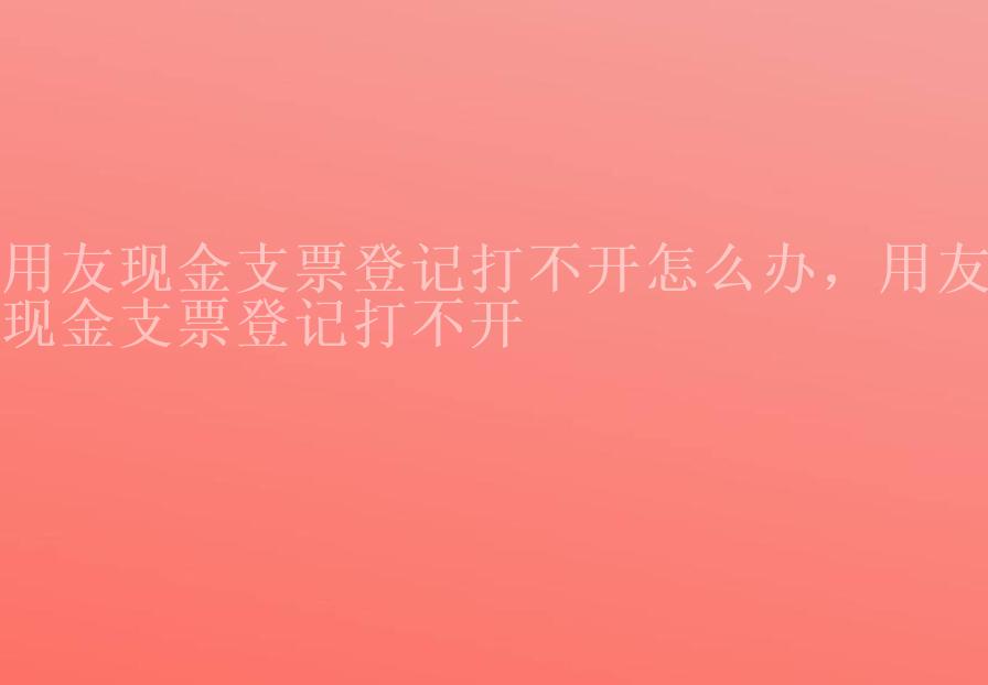 用友现金支票登记打不开怎么办，用友现金支票登记打不开1